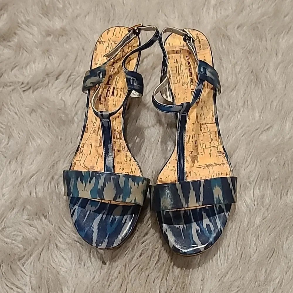Bandolino‎ womens blue cork wedges with ankle strap size 9 1/2